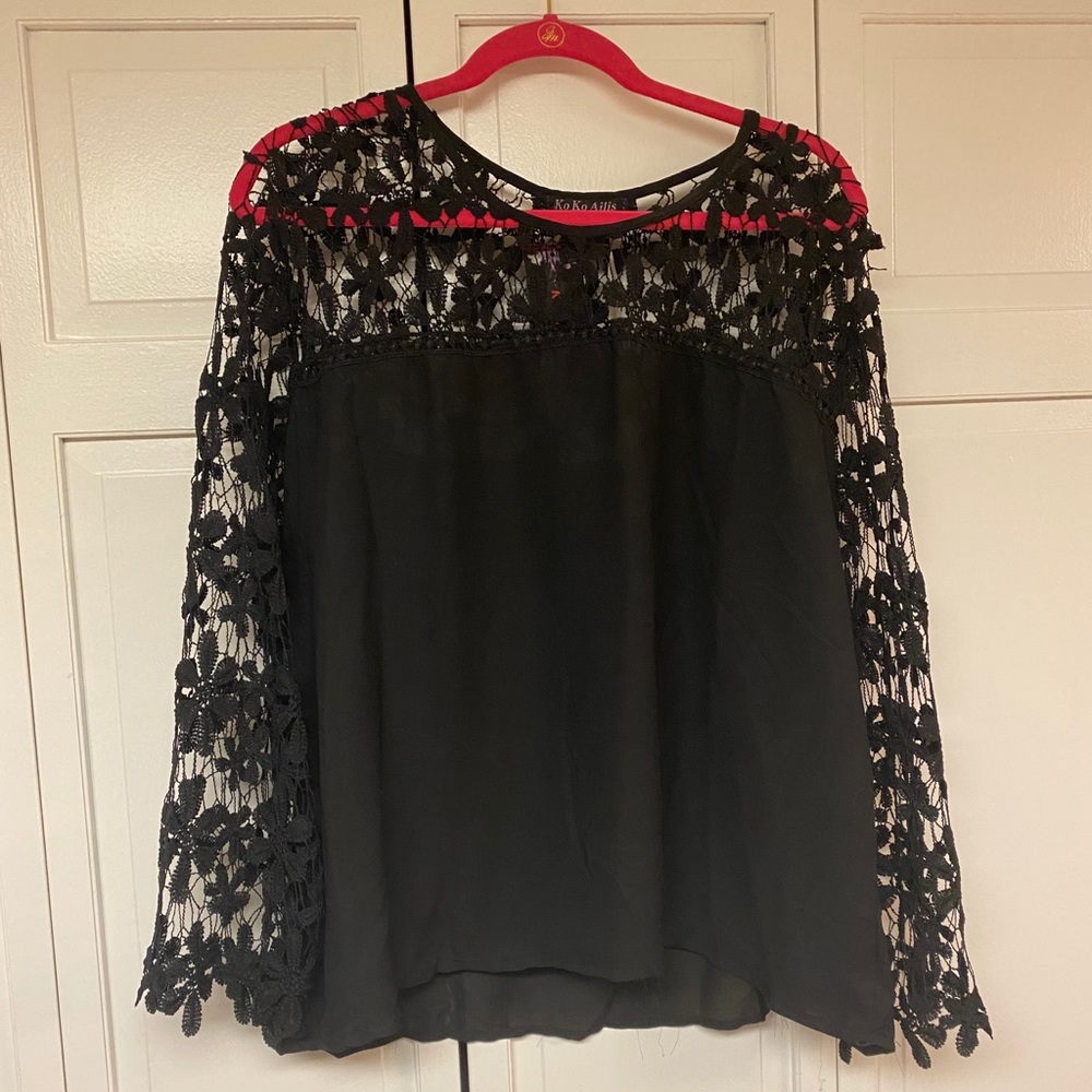 Sheer Lace Black Shirt 2x